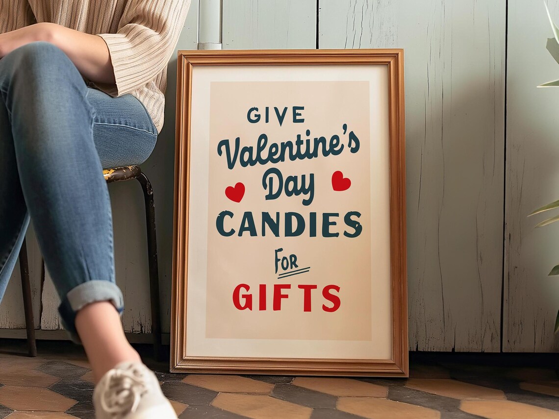 Give Valentines Day Candies for Gifts Retro Holiday Wall Poster - Image 4