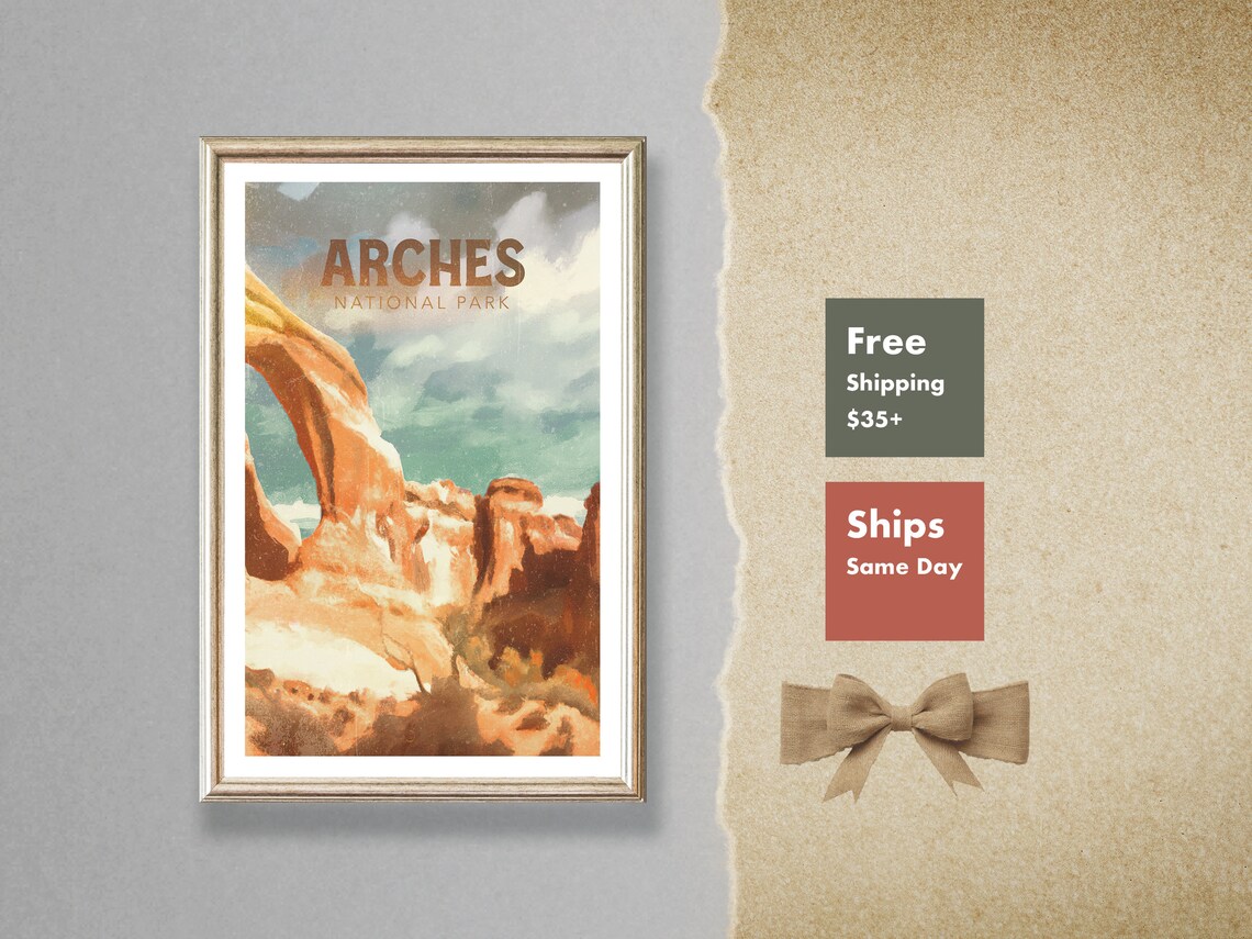 Arches National Park Vintage Travel Poster, Rustic - Image 2