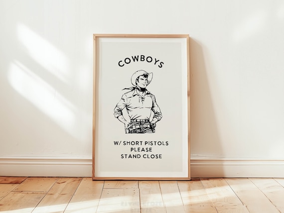 Cowboy Bathroom Humor Art Print, Western Style