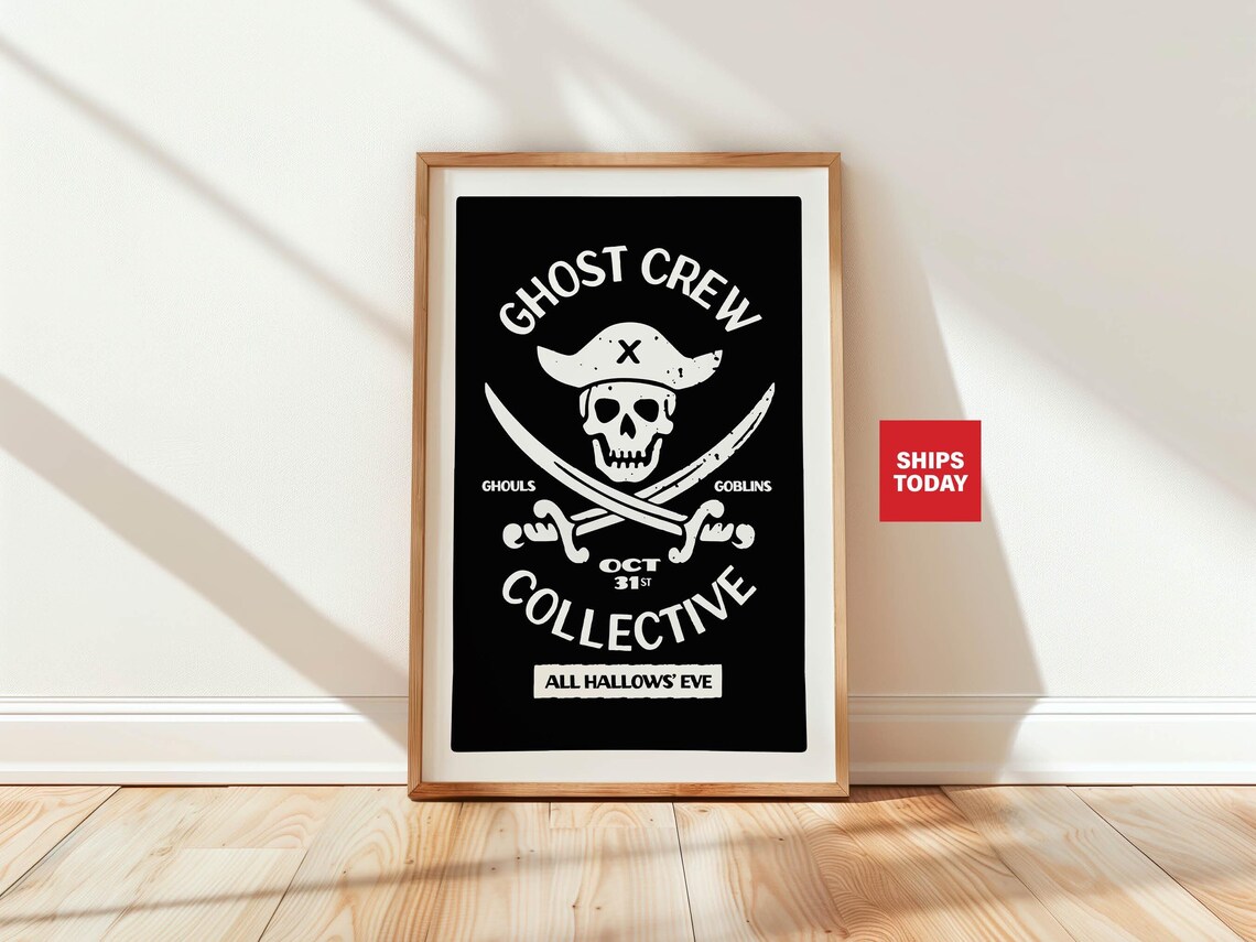 Ghost Crew Collective Pirate Skull Halloween Party Decor Poster