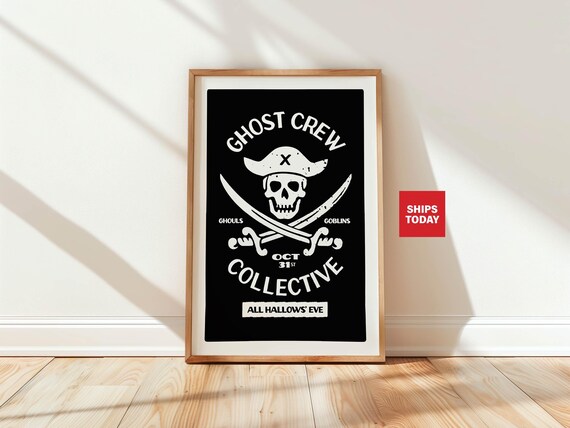 Ghost Crew Collective Pirate Skull Halloween Party Decor Poster