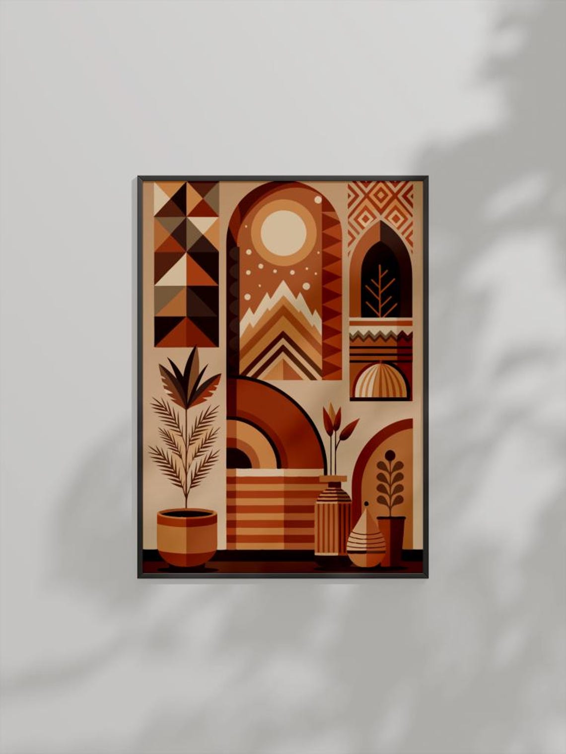 Terracotta Bohemian Arches Botanical Geometric Modern Wall Poster Art