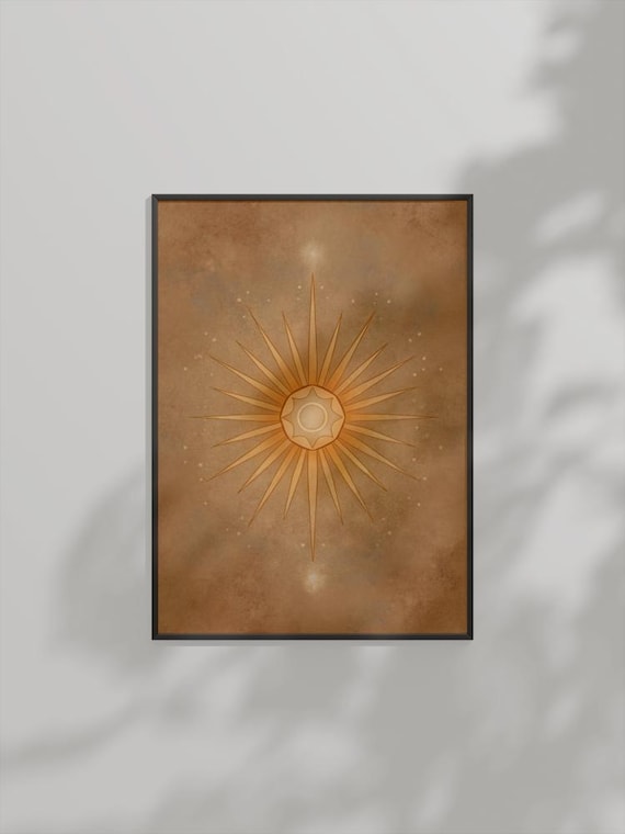 Boho Sun Art Minimalist Sunburst Celestial Warm Earthy Decor Poster