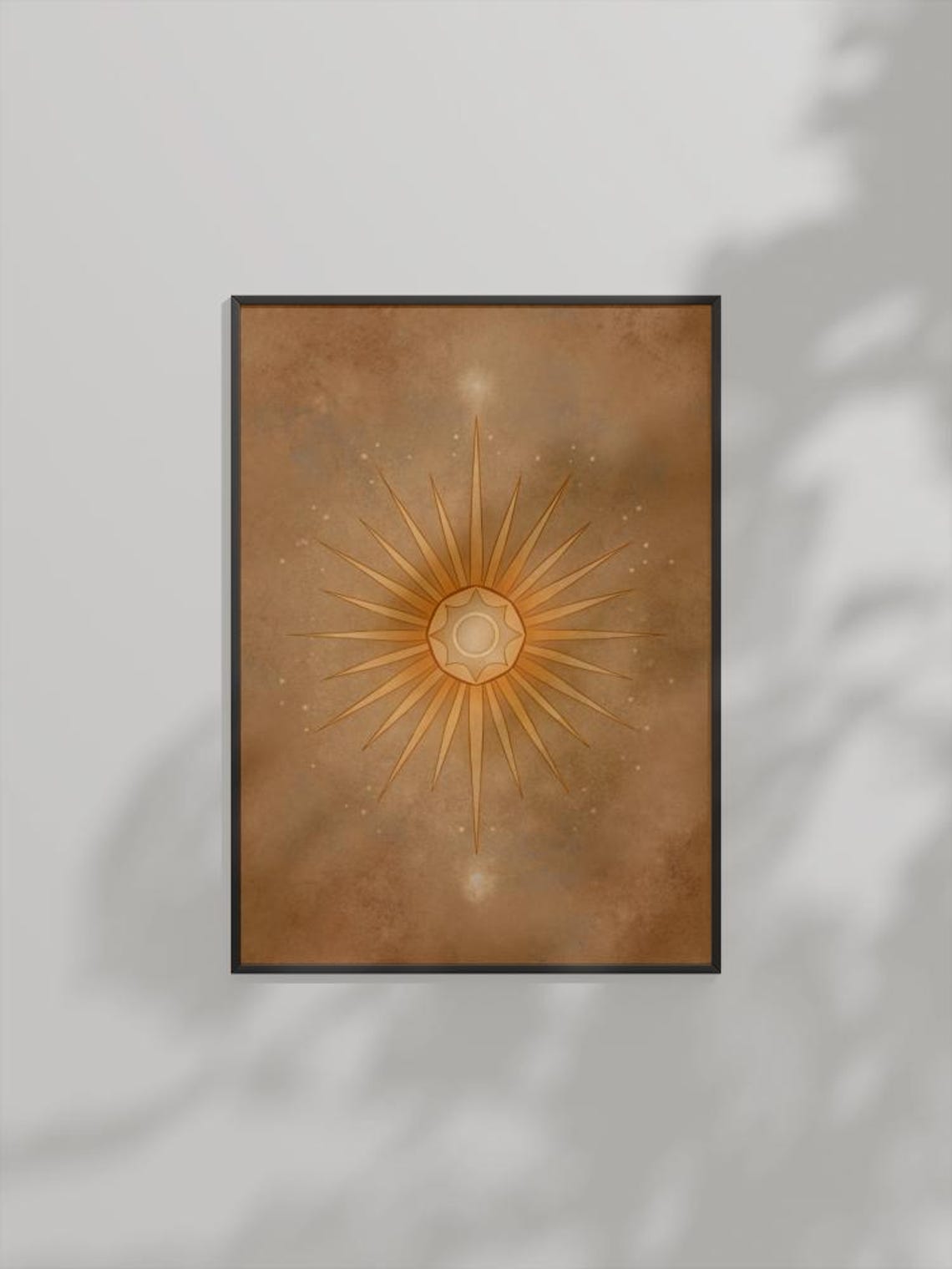 Boho Sun Art Minimalist Sunburst Celestial Warm Earthy Decor Poster