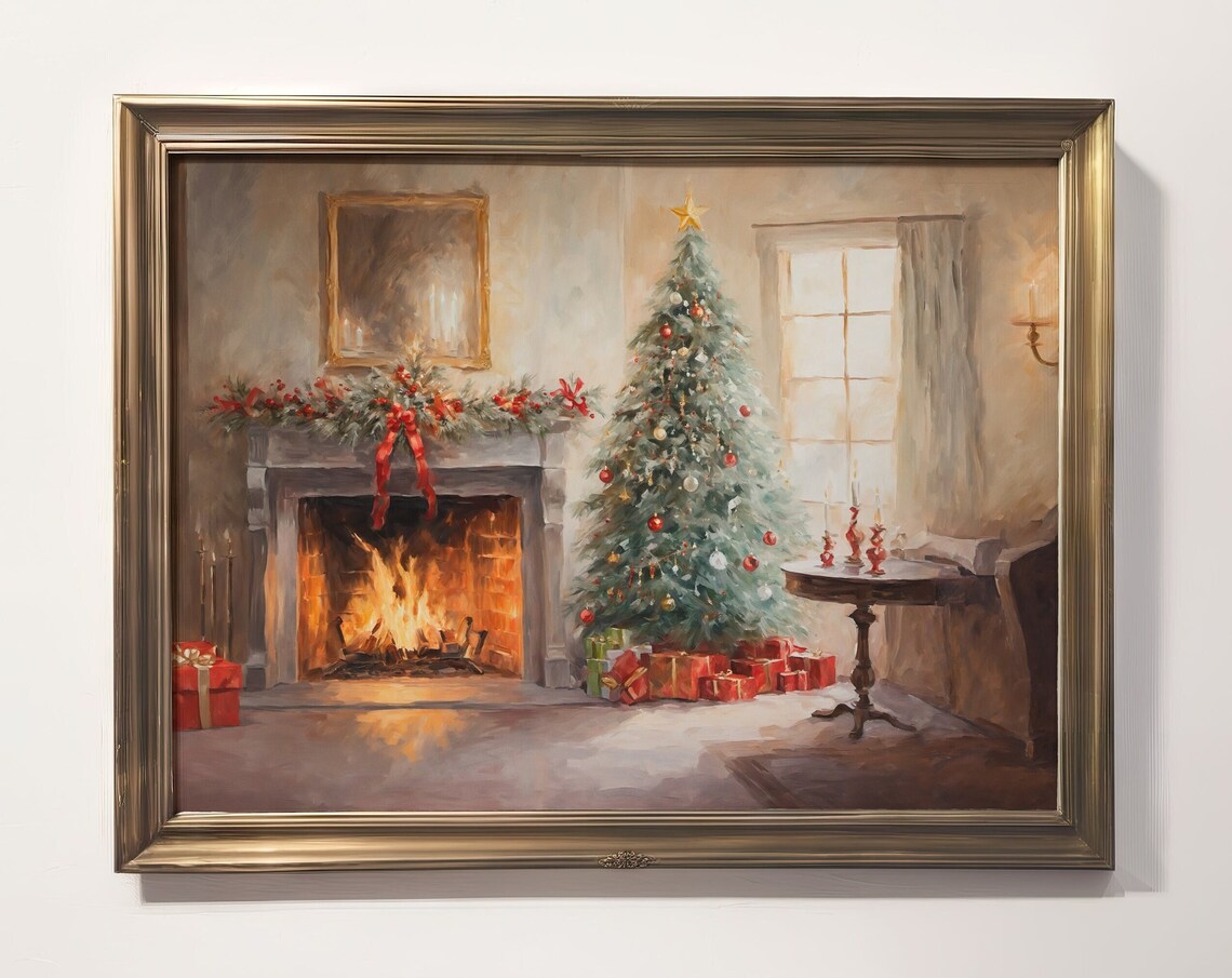 Christmas Morning Print, Rustic Farmhouse Holiday Decor
