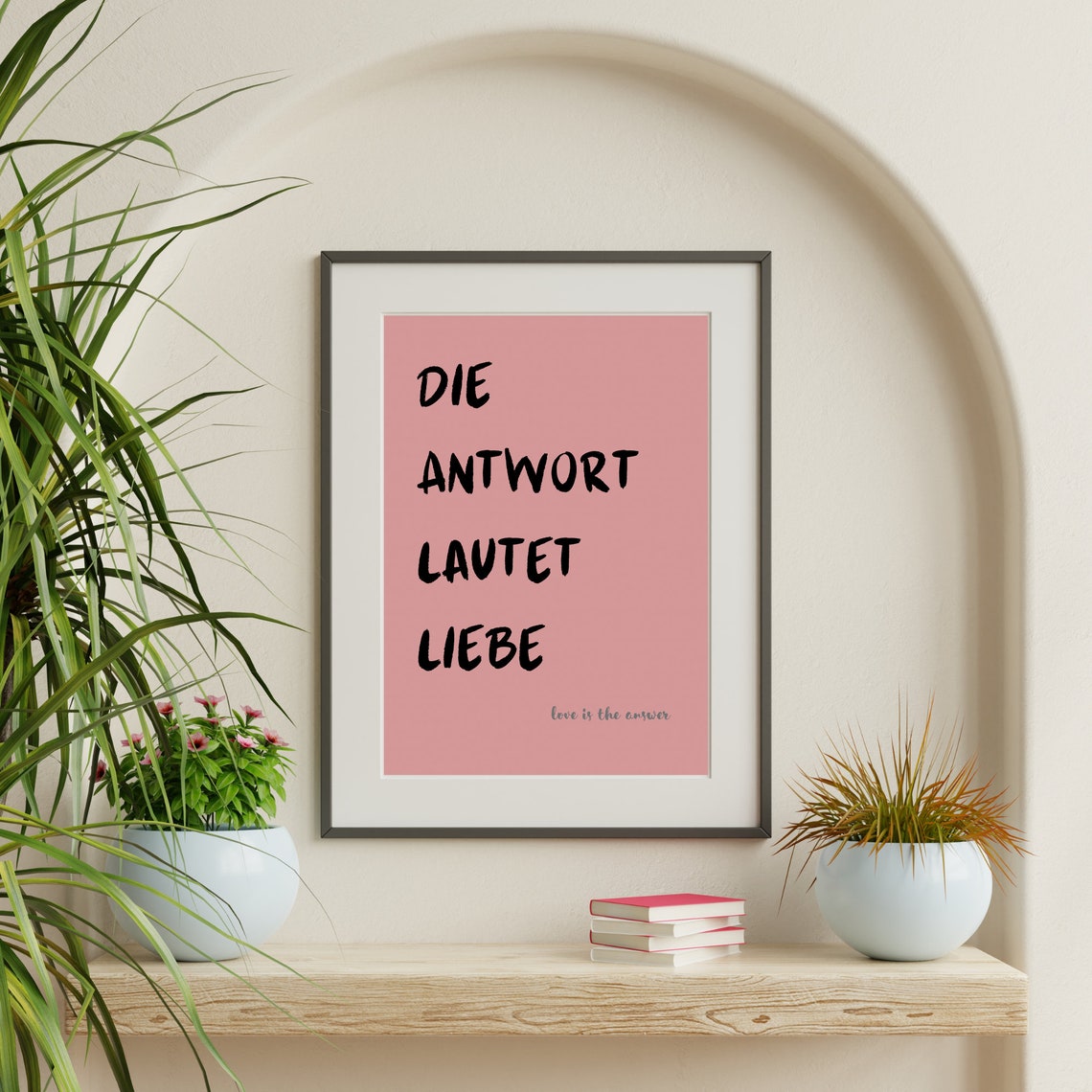 The Answer Is Love Quote Poster Pink Typography Statement Decor - Image 3