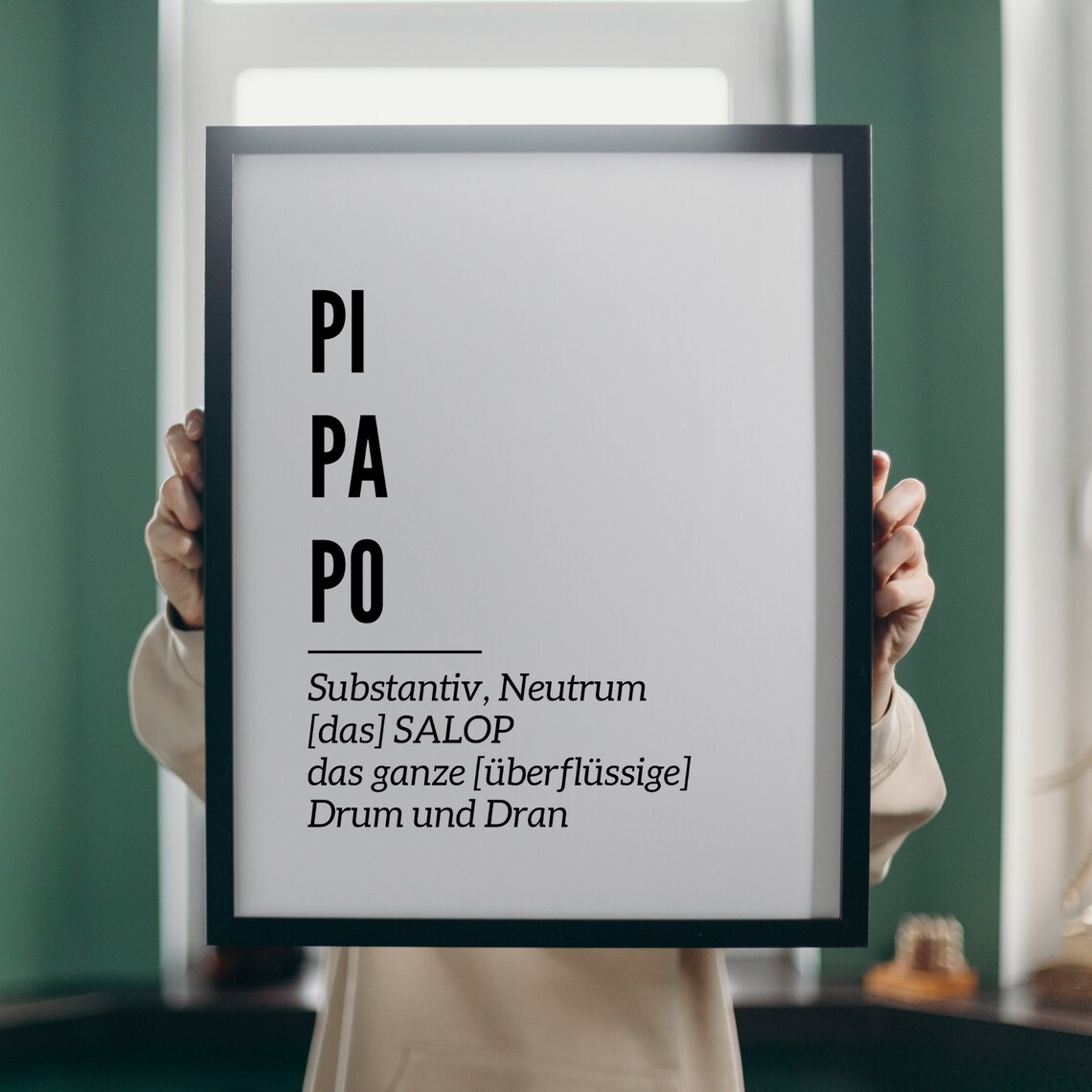 Pi Pa Po German Word Definition Funny Minimalist Word Quote Poster - Image 3