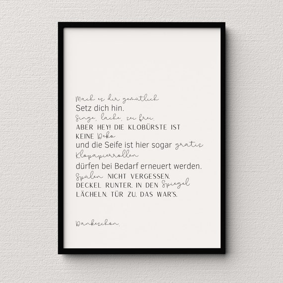 Toilet Rules Bathroom Humor Typography Poster Print