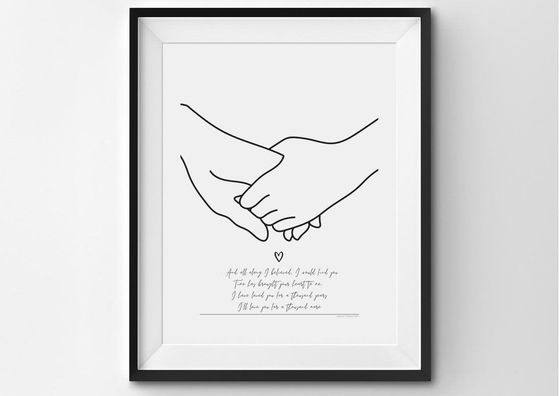 A Thousand Years Love Song Lyrics Poster with Holding Hands Art - Image 4
