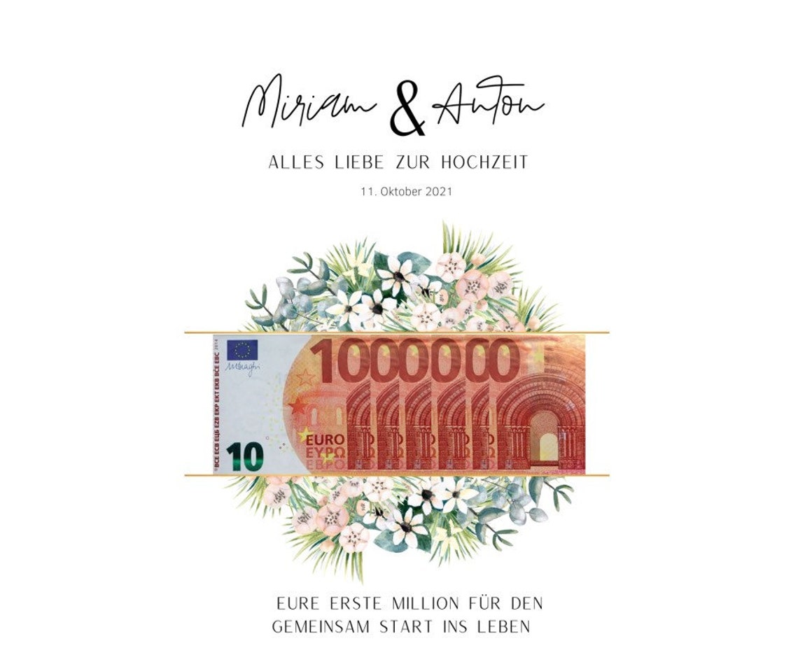 Personalized Wedding Cash Gift Poster for Couples Floral Design - Image 4