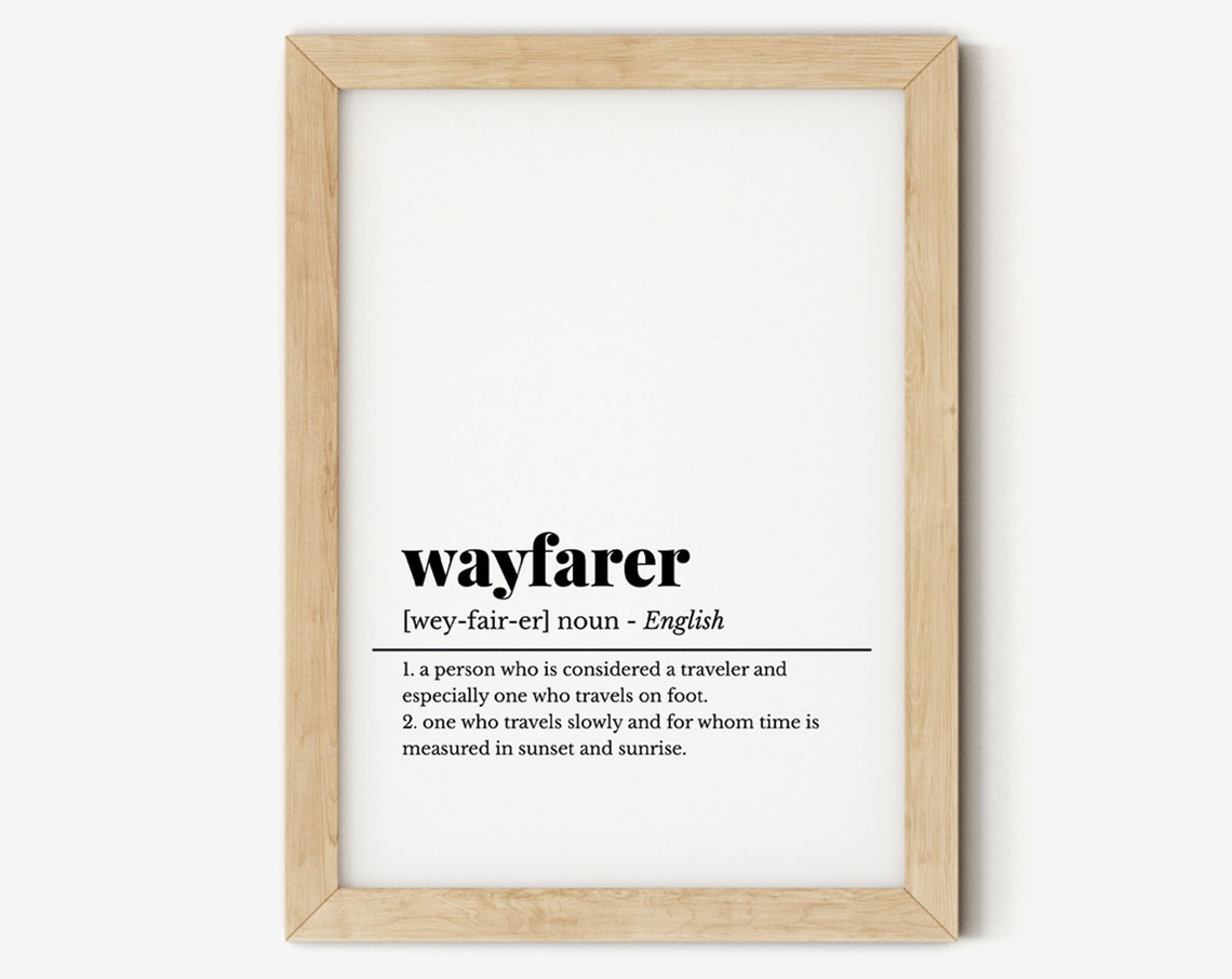 Wayfarer Definition Dictionary Art Wanderlust Travel Quote Wall Poster