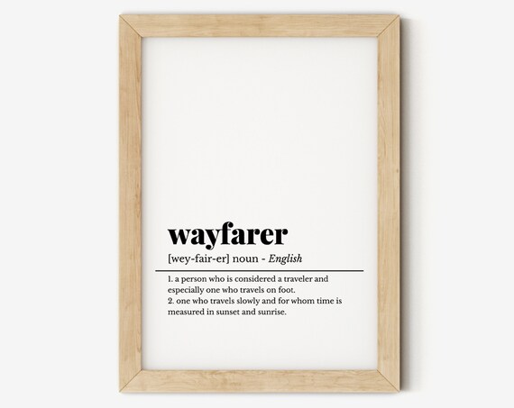 Travel Poster Wayfarer Definition Print Travel Art Print Modern Wall Art Typography Art Black And White Art Minimalist Art Home Decor