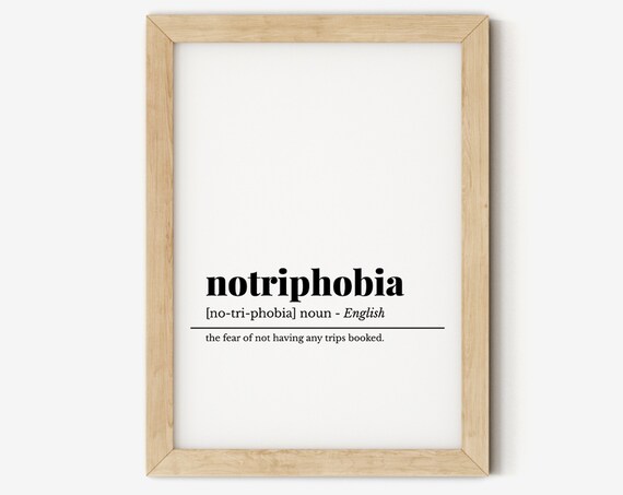 Travel Poster Notriphobia Definition Travel Print Funny Home Decor Travel Wall Decor Modern Home Decor Typography Art Minimalist Art
