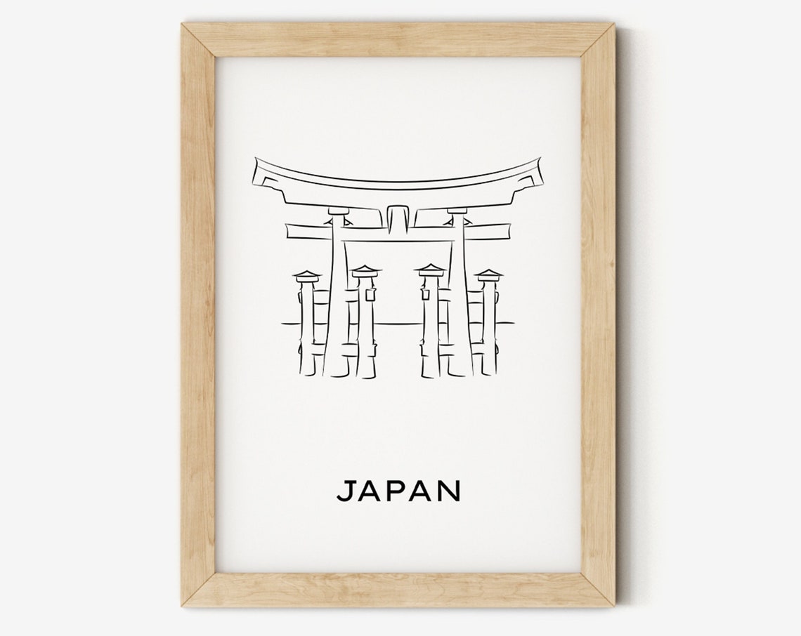Japan Print Japanese Travel Poster Black And White Art City Poster Country Print Travel Art Prints Fine Line Print
