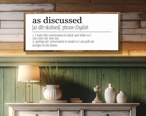 As Discussed Definition Home Office Decor Home Office Wall Art Funny Home Office Decor Gifr For Programer Gift For Designer