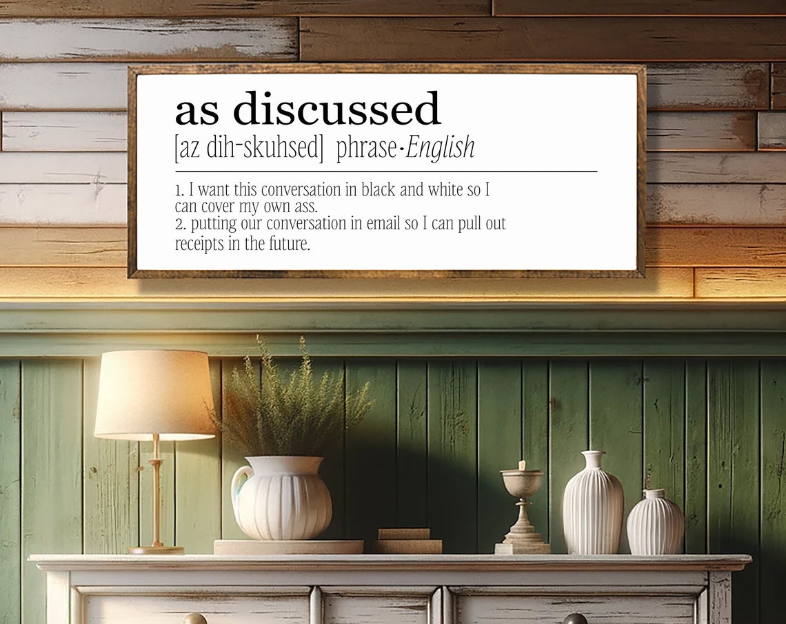 As Discussed Definition Home Office Decor Home Office Wall Art Funny Home Office Decor Gifr For Programer Gift For Designer