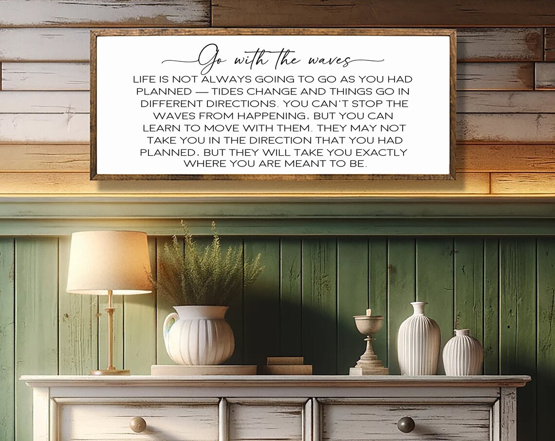 Go With The Waves Coastal Motivational Wall Art Print