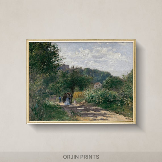 Tranquil Countryside Landscape Vibrant Green Trees Art Farm Life Painting Instant Orjin Prints 56