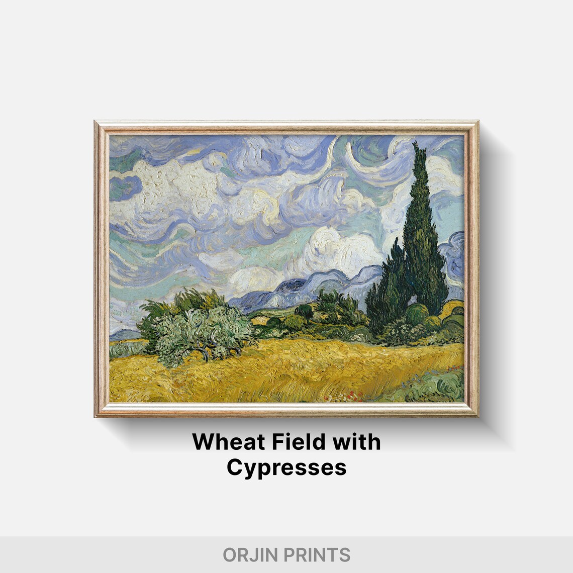 Van Gogh Wheat Field Cypresses Golden Landscape Masterpiece Poster - Image 2