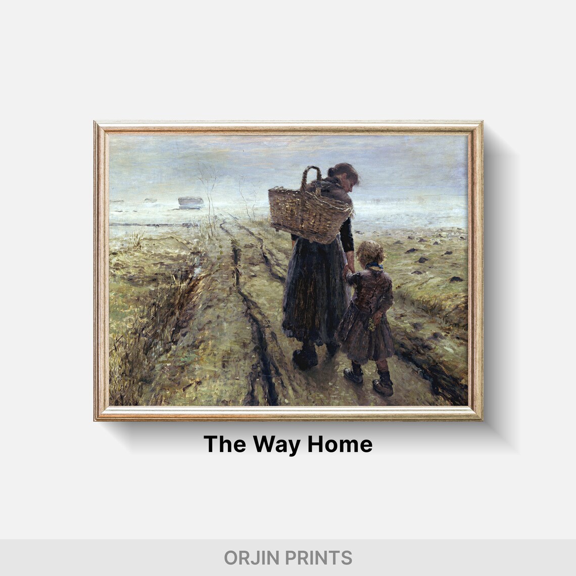 Mother And Child Walking Country Path Vintage Oil Painting Poster - Image 2