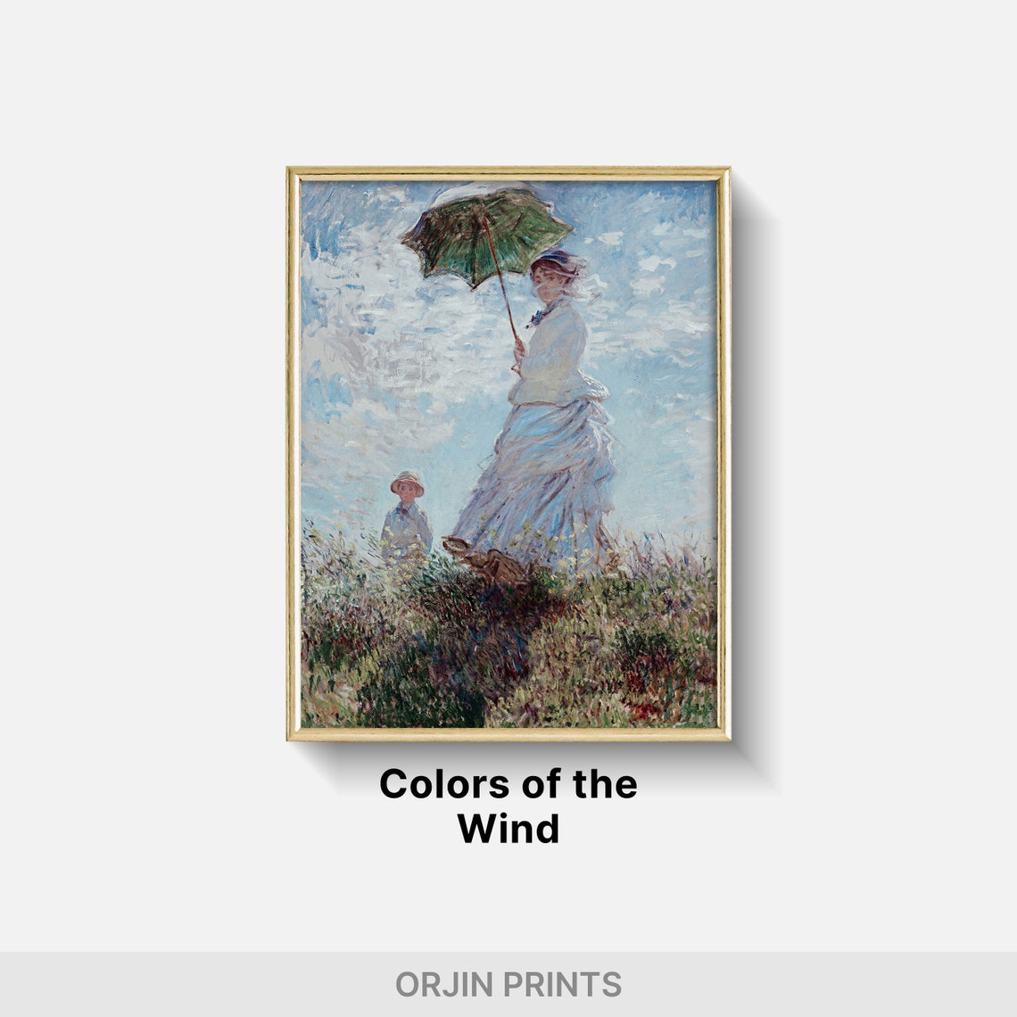 Monet Woman With Parasol Meadow Impressionist Masterpiece Poster - Image 2