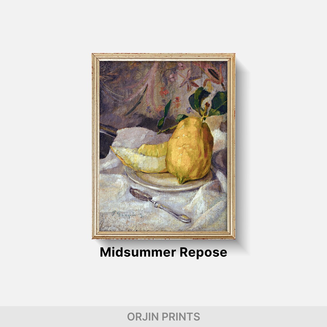Lemon Melon Still Life Painting Knife Vintage Kitchen Art Poster - Image 2