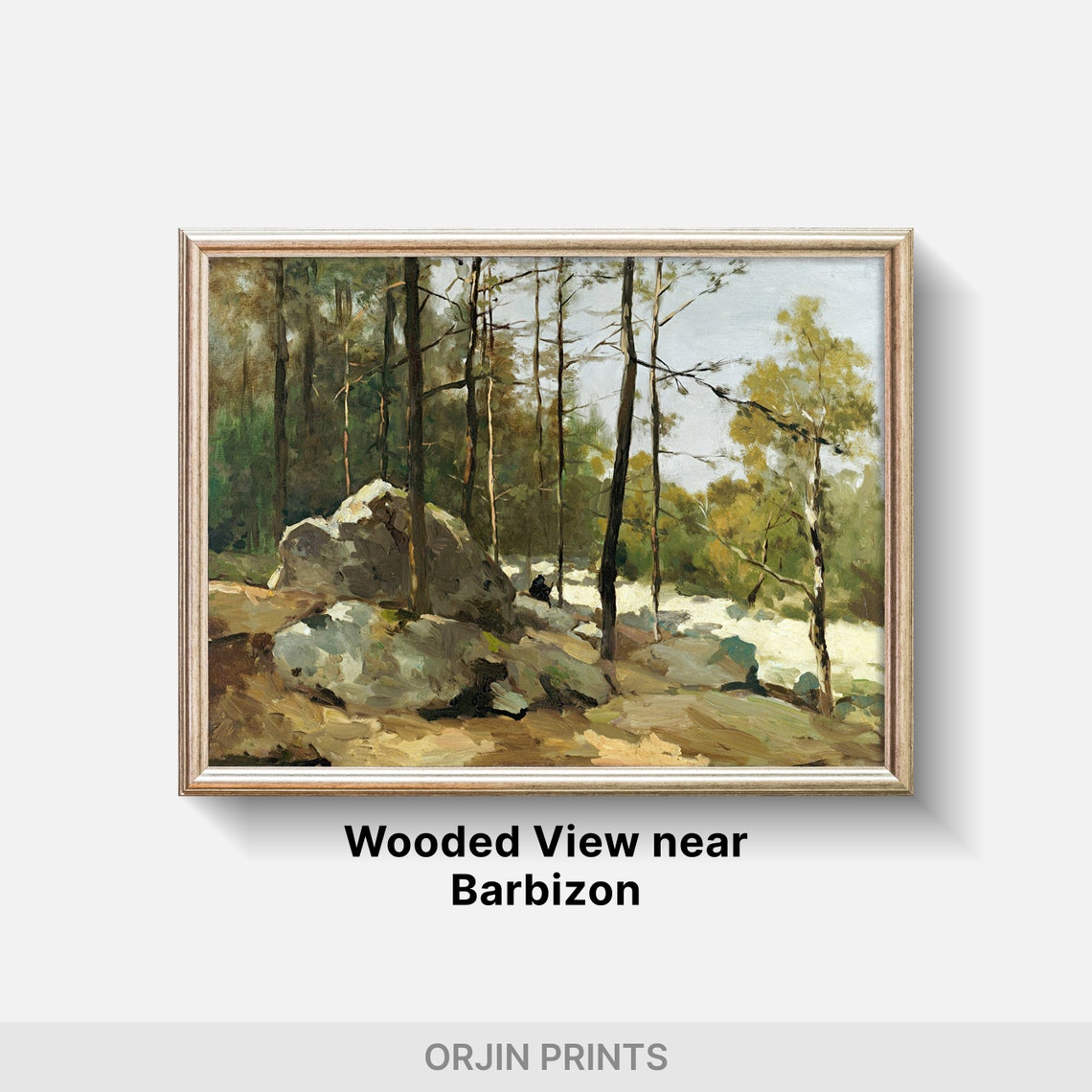 Vintage Forest Painting Barbizon Inspired Wall Art Orjin Prints 2453 - Image 2