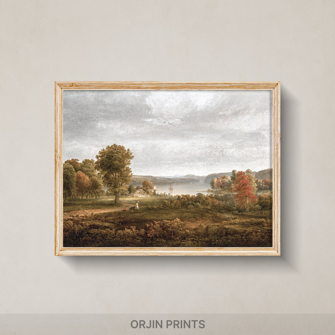 Autumn Lake Valley Landscape Vintage Hudson River School Poster