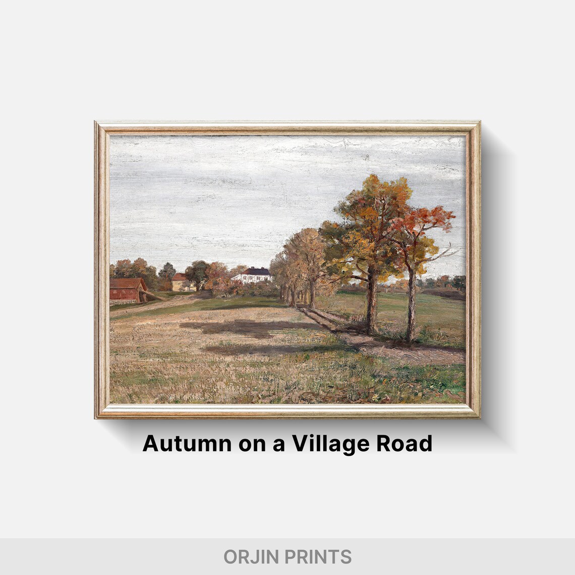 Serene Fall Village Scene, Autumn Aesthetic Art Print - Image 2