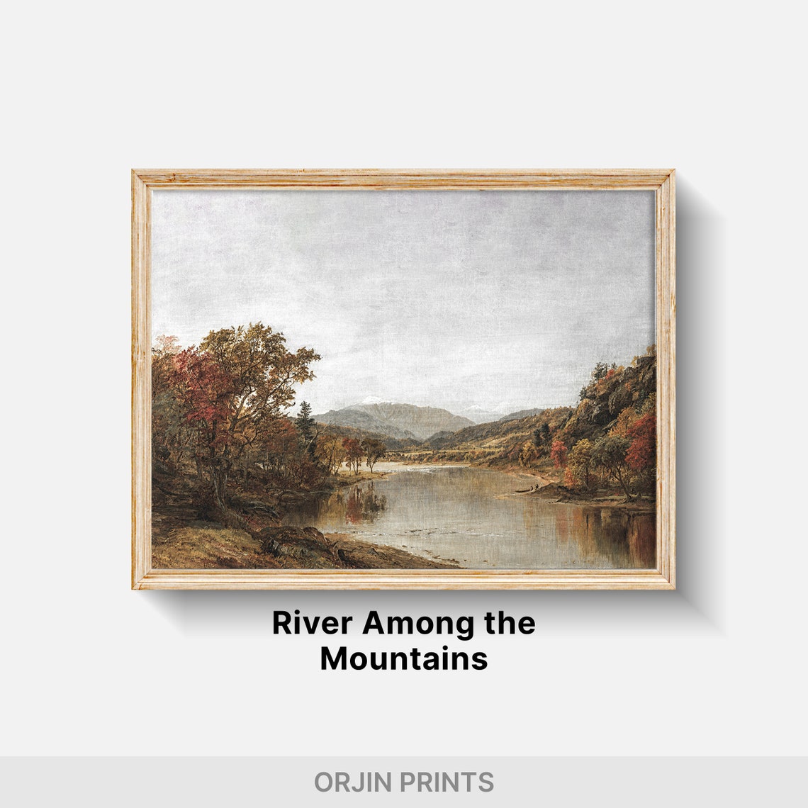 Autumn River Valley Mountain Landscape Vintage Scenic Art Poster - Image 2