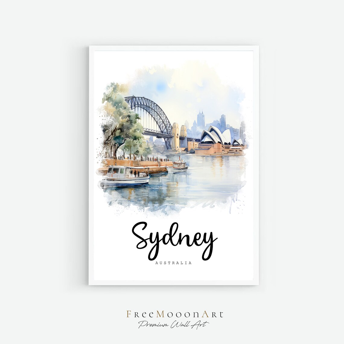 Sydney Australia Harbour Bridge Opera House Watercolor Poster