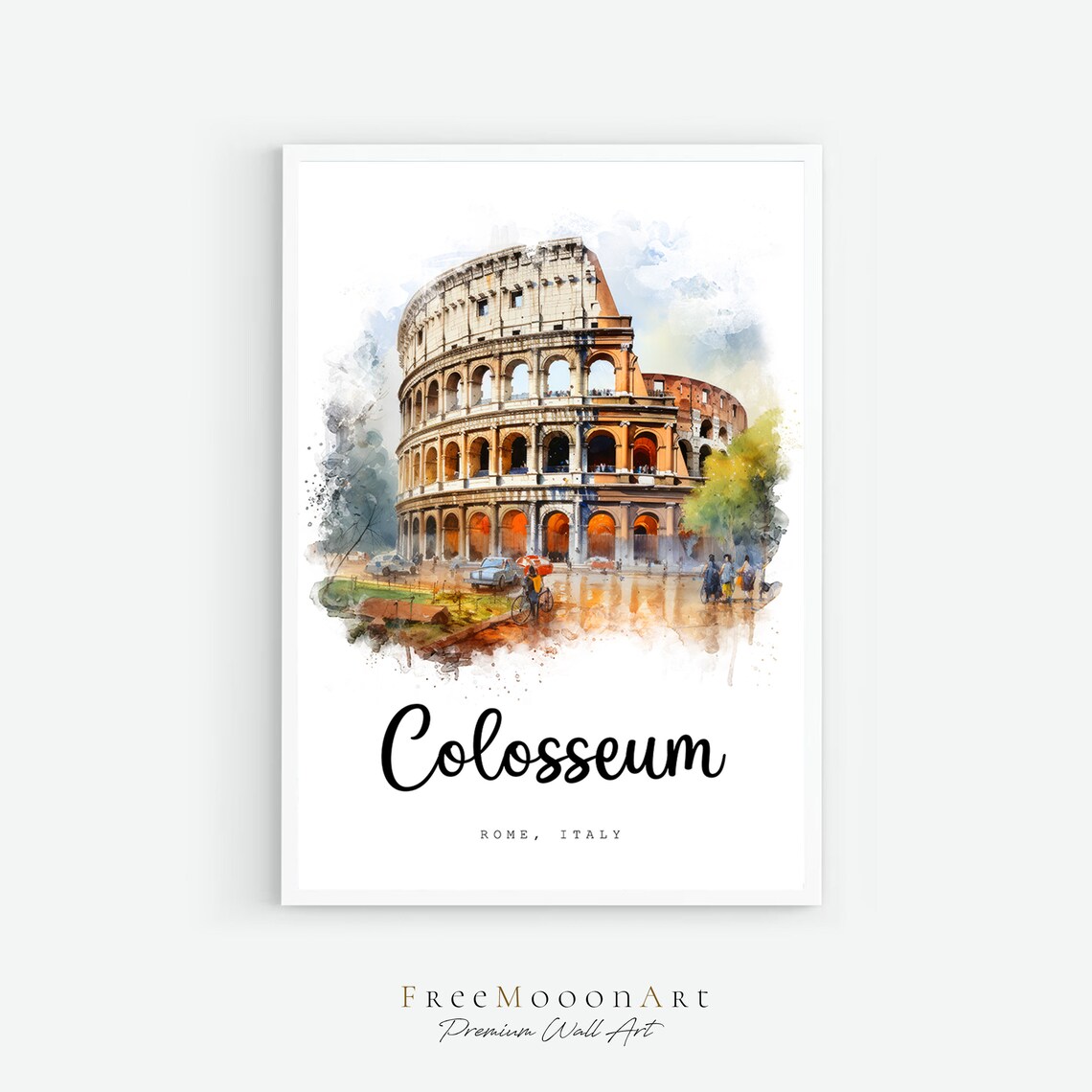 Colosseum Rome Italy Ancient Roman Amphitheater Watercolor Poster
