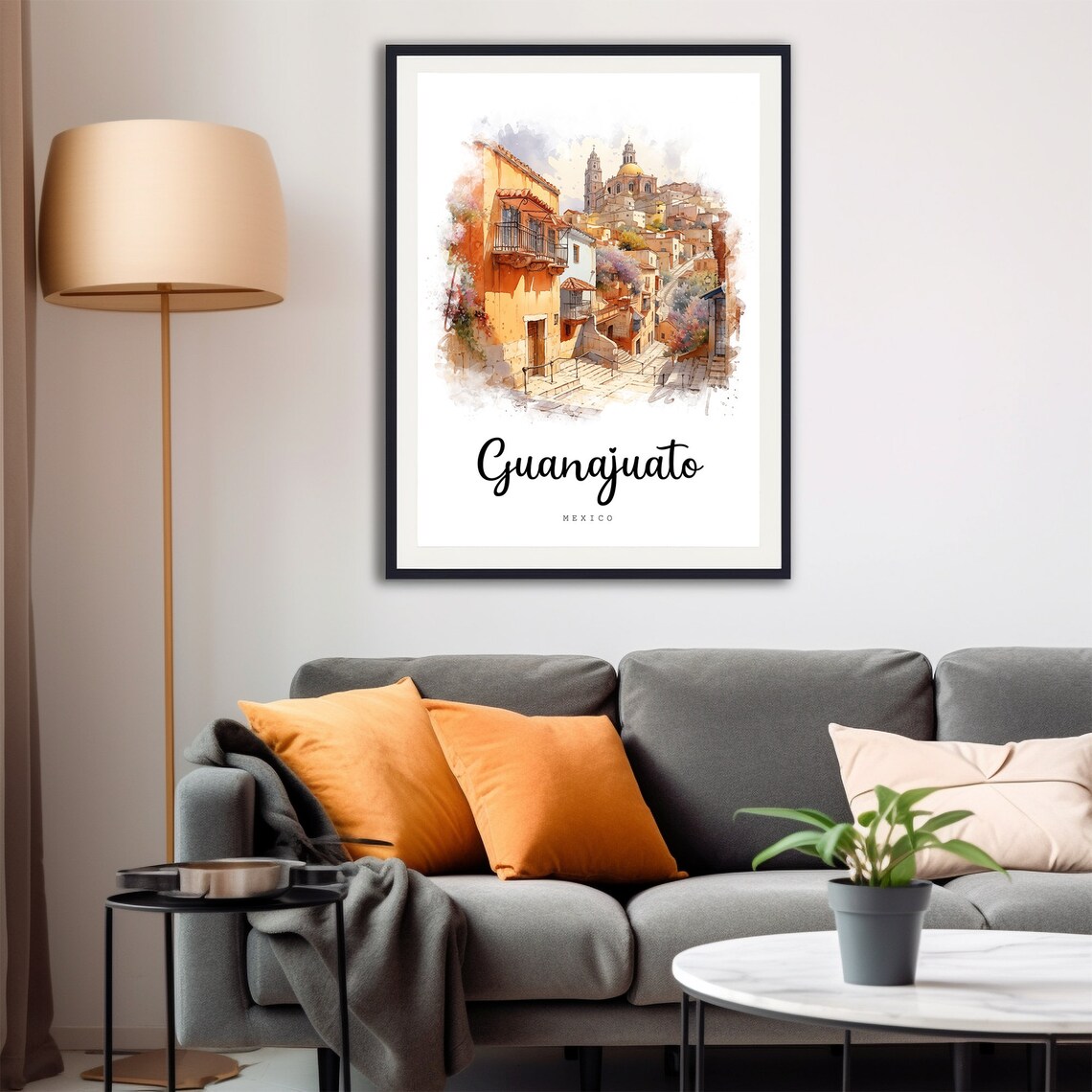Guanajuato Mexico Colonial Hillside Streets Watercolor Travel Poster - Image 4
