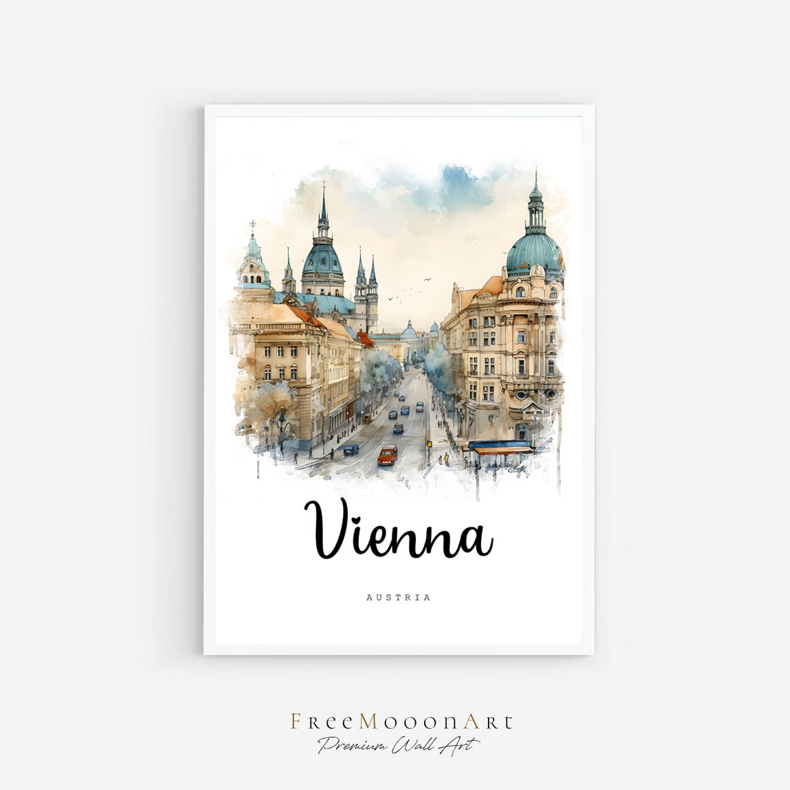 Vienna Austria Travel Poster Vienna City Print Austria Wall Art Europe Prints Art Vienna Watercolor Painting Travel Gift