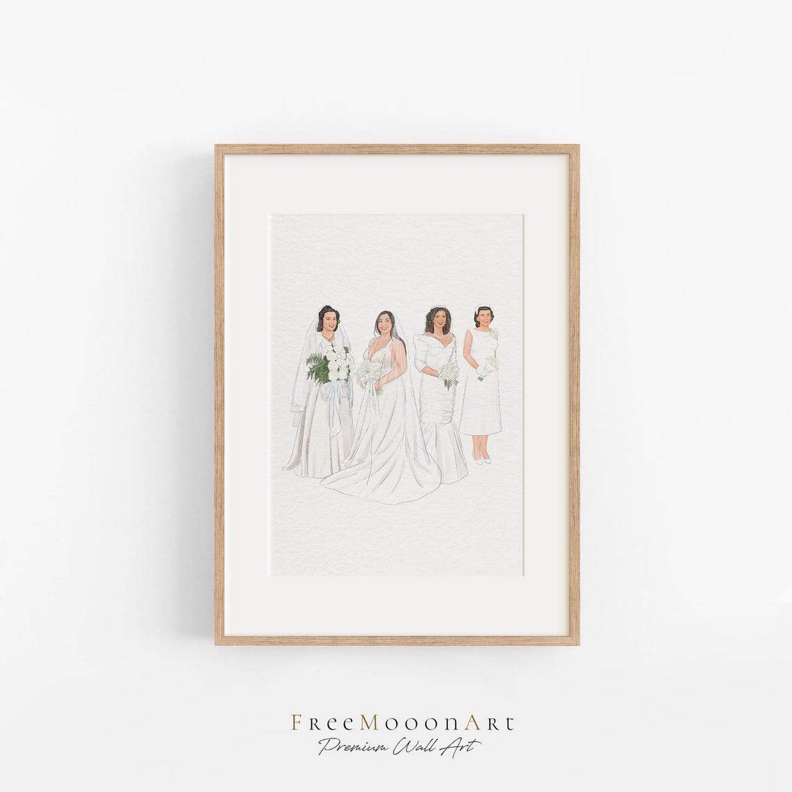 Generational Wedding Portrait Mother Of The Bride Gifts Mother Gift From Daughter Custom Portrait Painting From Photo Mom Birthday Gift - Image 3