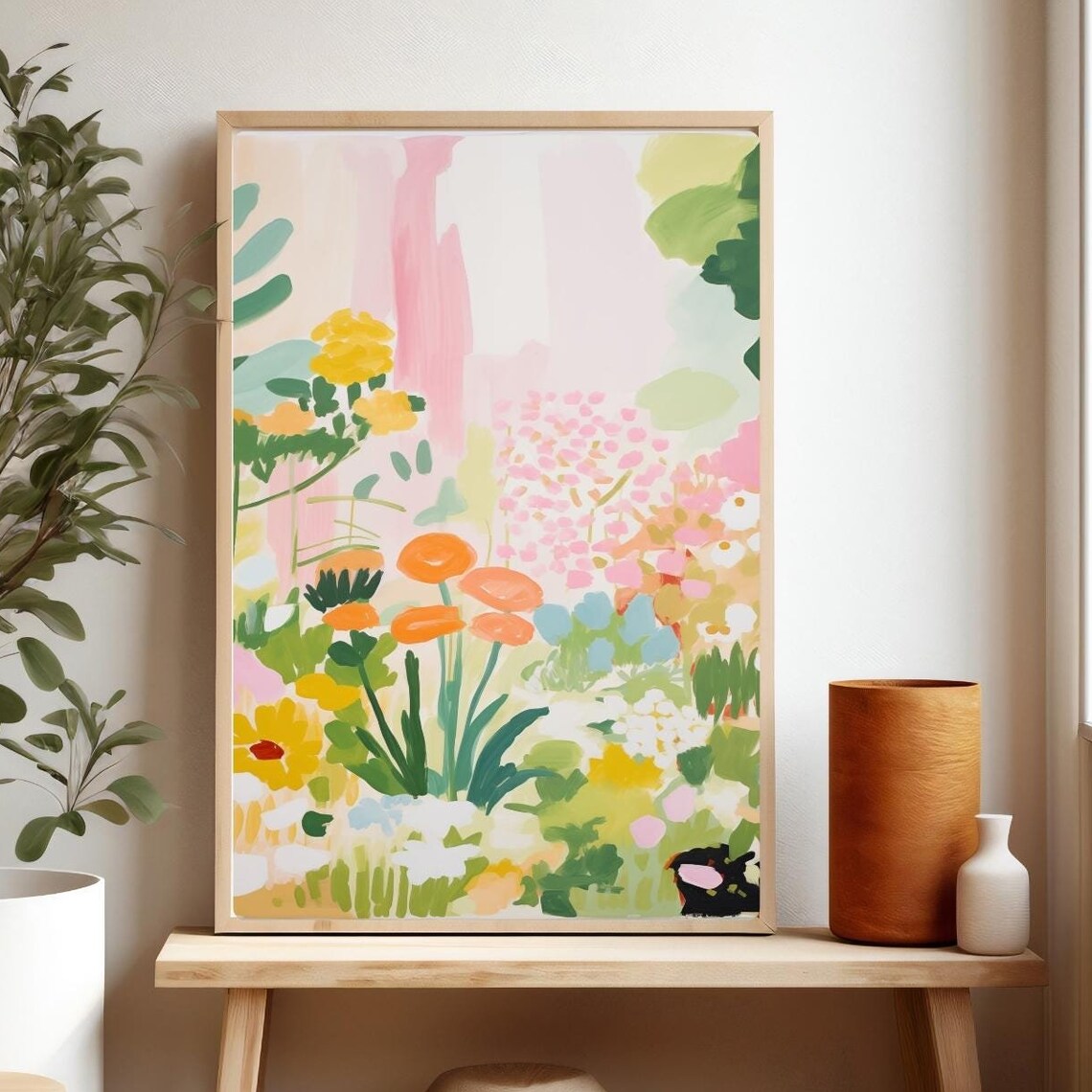 Bright Abstract Floral Garden Watercolor Colorful Bloom Art Poster