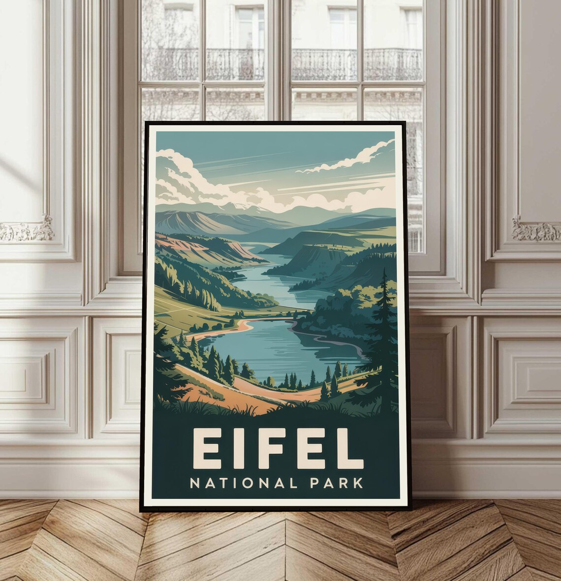 Eifel National Park Vintage Travel Poster German Forest Lake Art