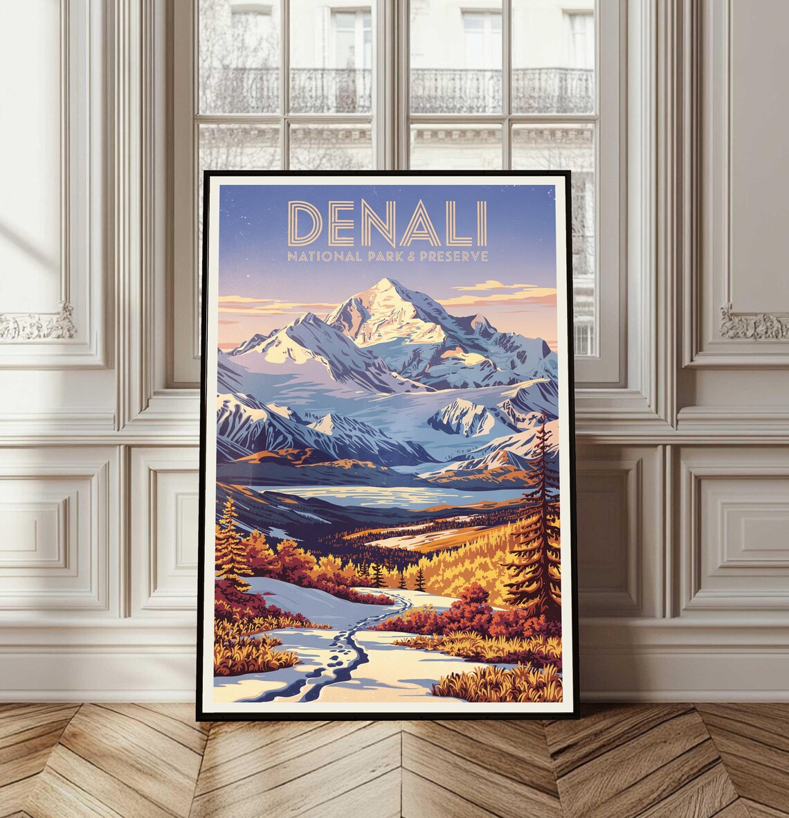 Denali National Park Preserve Snowy Summit and Tundra Travel Poster