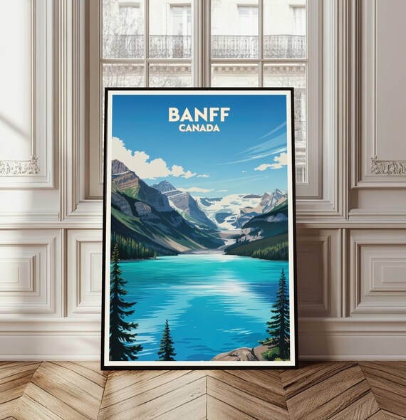 Banff Poster Travel Canada Print Wall Art Cityscape Mountain Nature