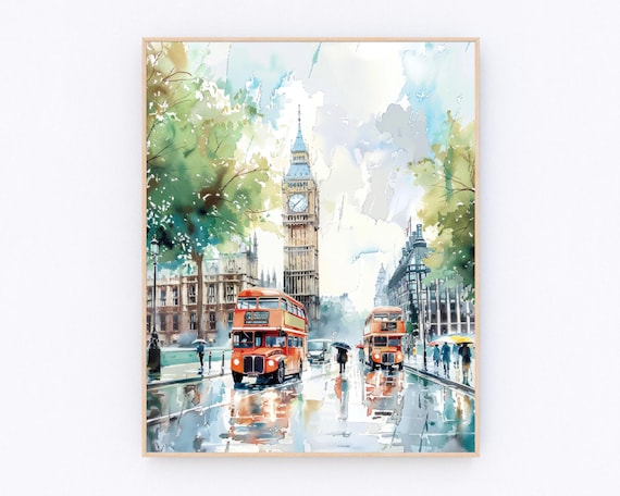 London Travel Poster, England Landscape Art Print