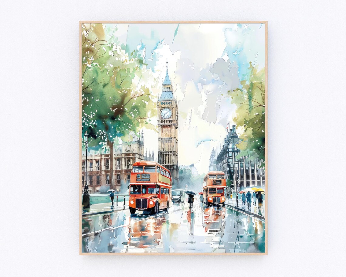 London Travel Poster, England Landscape Art Print