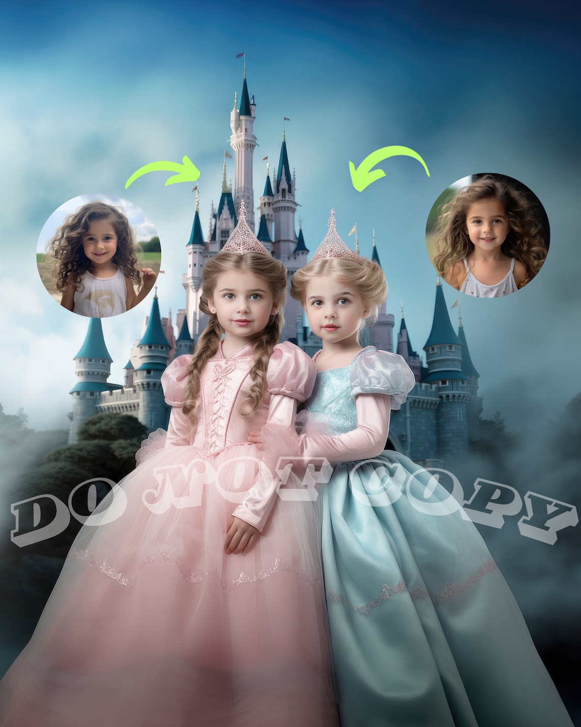 Custom Princess Portrait for Sisters, Royal Art Print