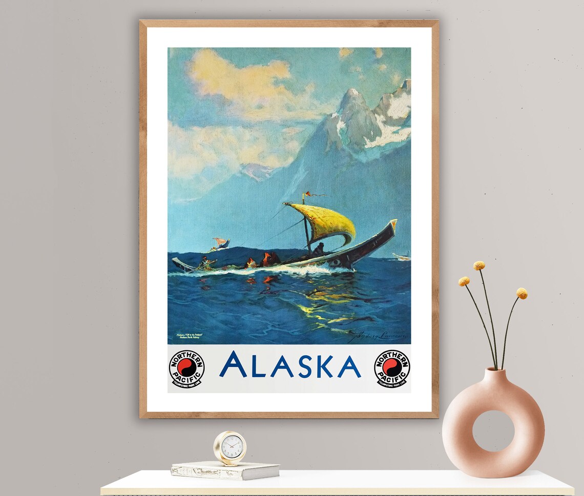 Alaska Vintage Travel Poster, Travel Poster Print