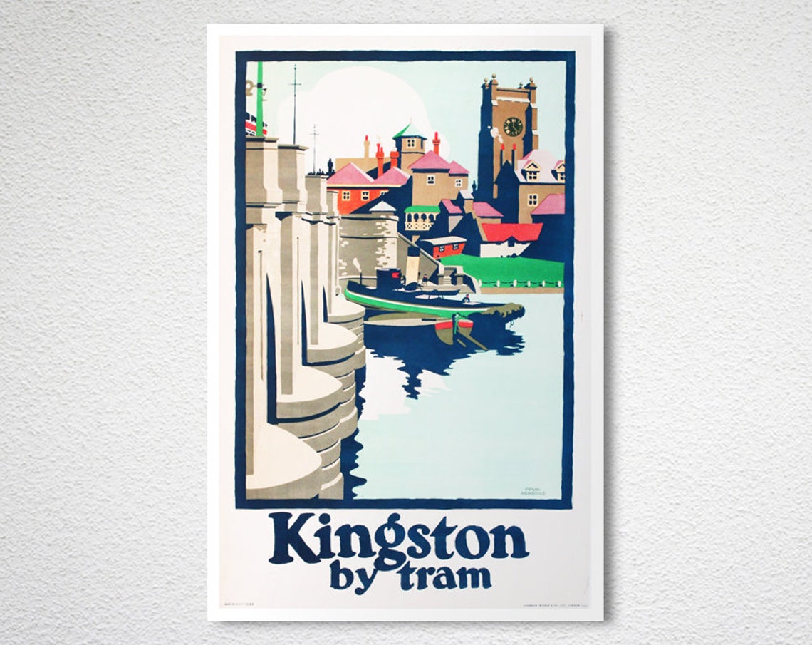 Kingston by Tram Thames Riverside Town Vintage London Travel Poster - Image 2