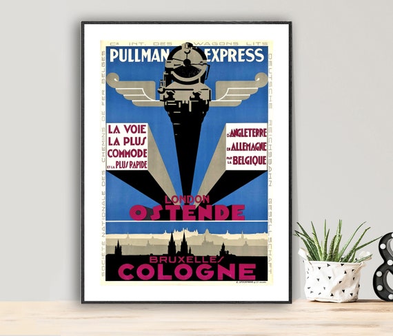 Pullman Express Ostende Cologne Vintage Travel Poster Poster Paper Or Print Gift Idea