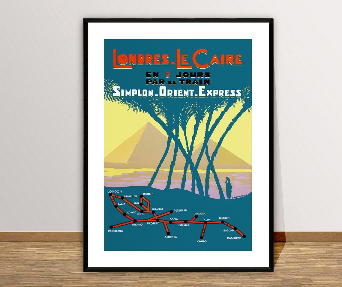 Simplon Orient Express Londres Le Caire Vintage Train Map Poster - Image 2