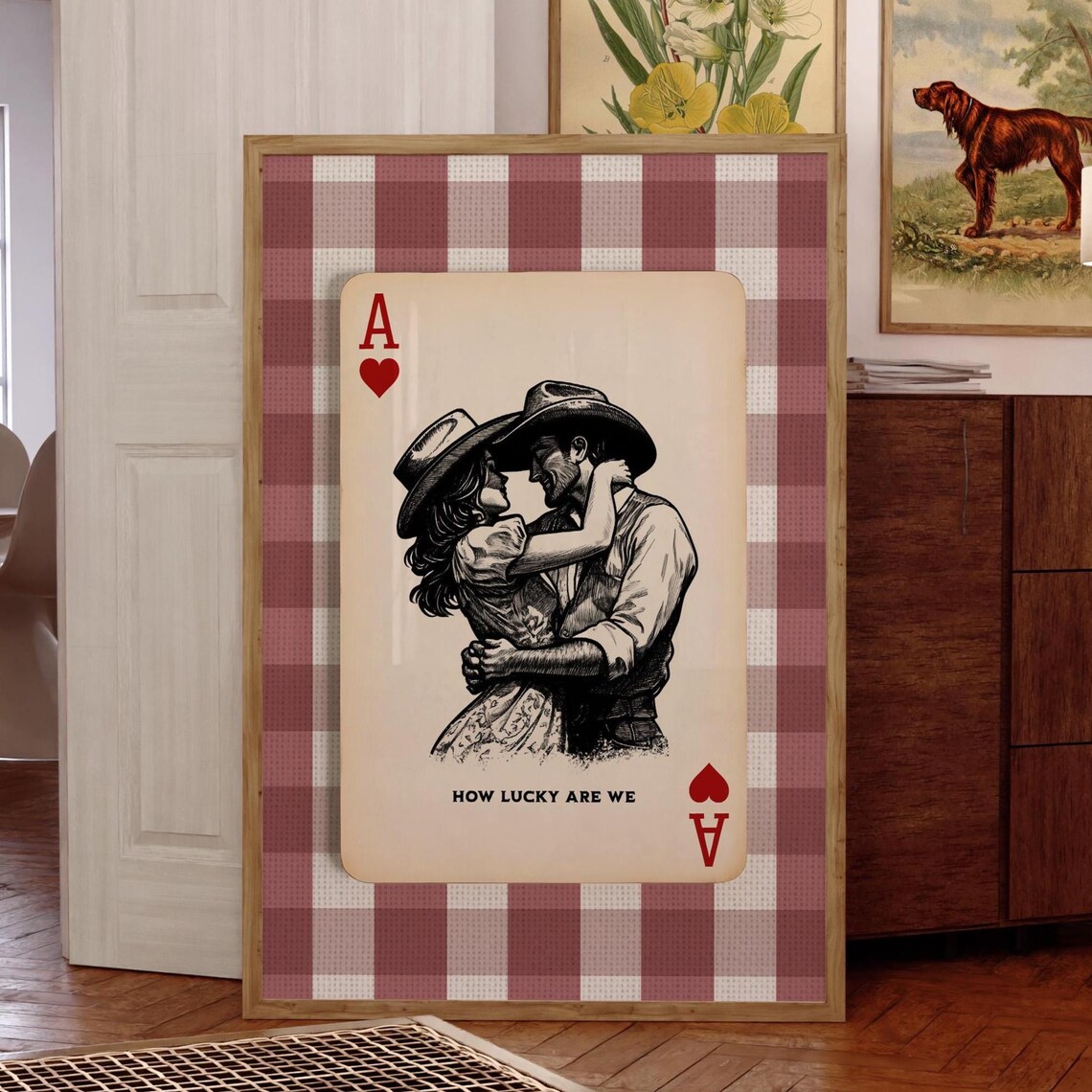 Ace Of Hearts Cowboy Couple How Lucky Are We Western Art Poster