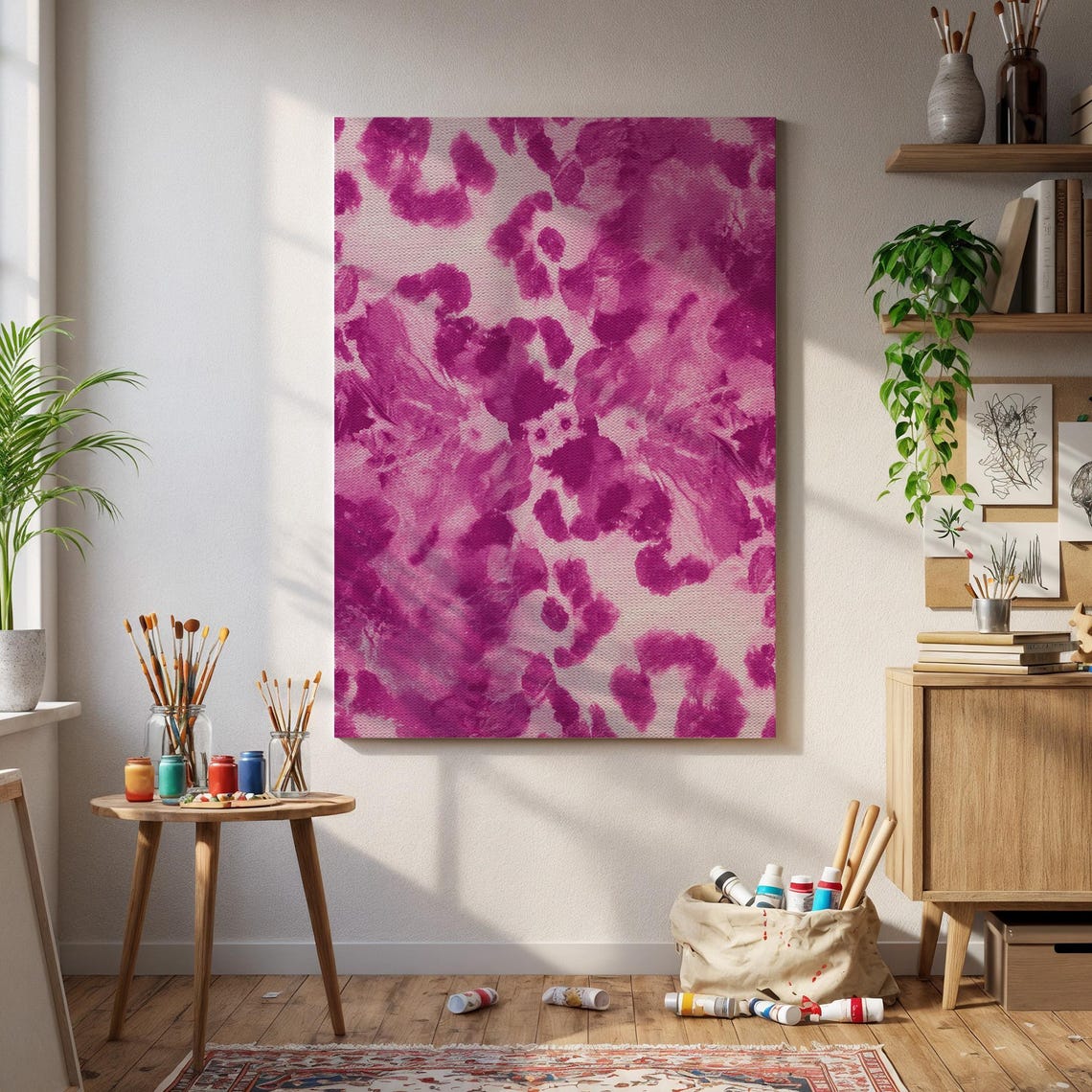 Magenta Leopard Spot Pattern Bold Feminine Abstract Art Print