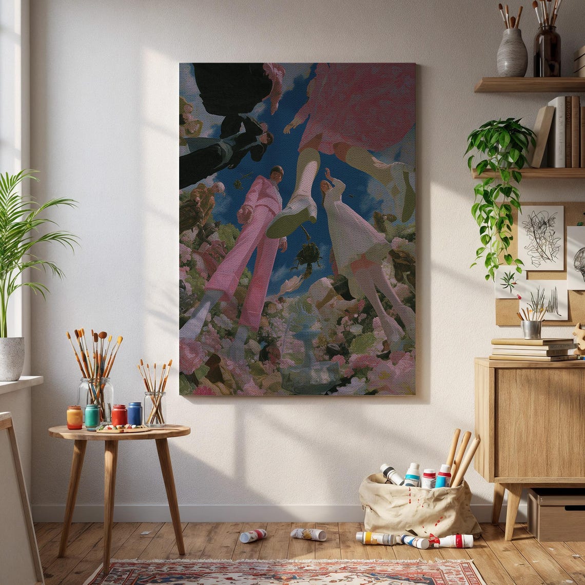 Fashion Runway In Bloom Surreal Floral Model Low Angle Art Poster