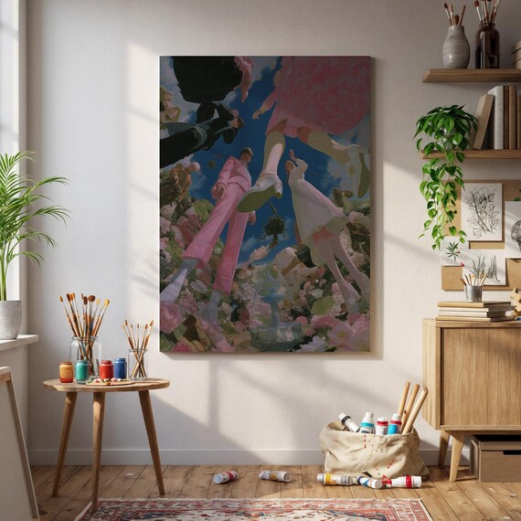 Fashion Runway In Bloom Surreal Floral Model Low Angle Art Poster